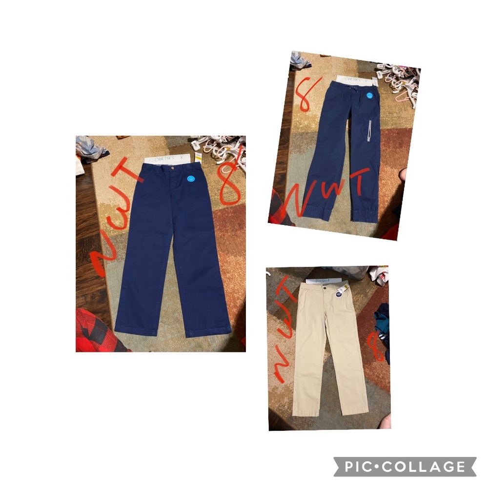 NWT Lot of 3 boys dress pants navy khaki Oshkosh carters sz 8